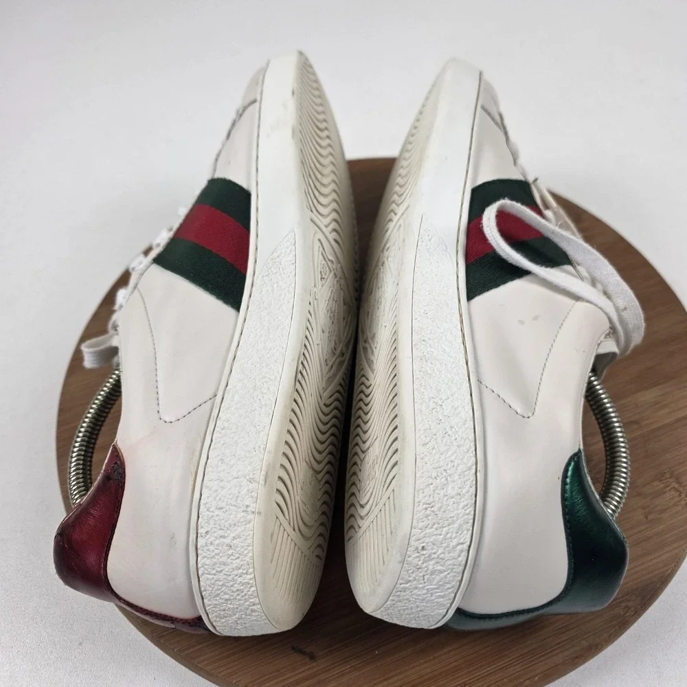 Gucci Shoes Mens Size 11 White Leather Ace GG Apple Low Top Sneakers Italy